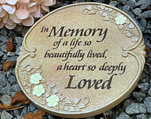 Luminous Memorial Stone - Memorial Stepping Stone - in Memory of Loved One Gifts - Memorial Gifts (Luminous Memorial Stones as Sympathy Gifts for the Loss of a Loved One)
