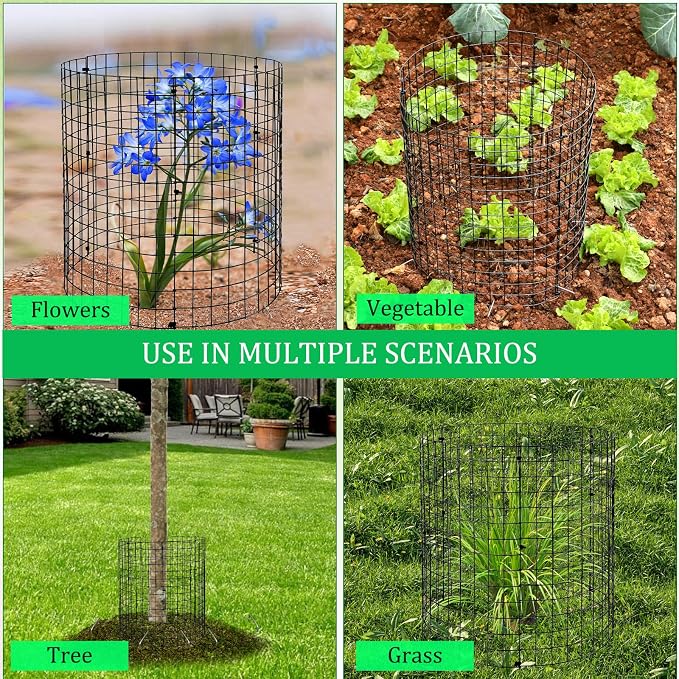 Mwellewm 15Pcs Plant Protectors from Animals Metal Plant Cages for Outdoor Plants Plant Cage & Supports Keep Animal Out Garden Wire Mesh Protection from Rabbit Chicken Squirrel Tree Flower