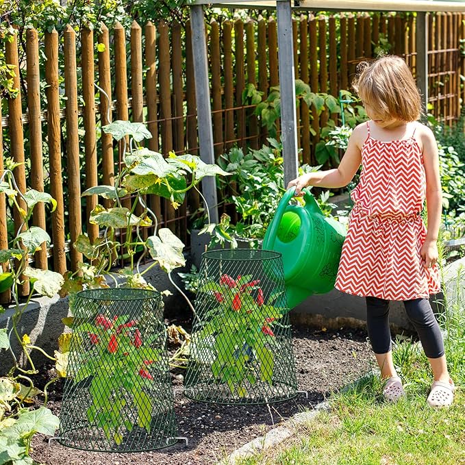 5 Packs 12"x15" Garden Cloches for Plants, Plant Protectors from Animals,Plant Cages for Outdoor Plants,Plant Covers from Animals,Chicken Wire Cloche with Stakes & Labels for Protect Plants,Vegetables