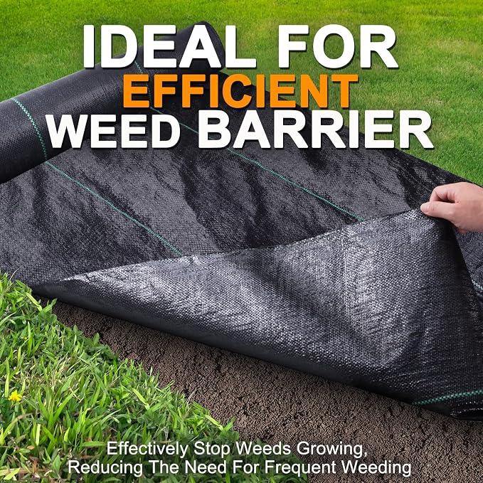 Winisok 4FT x 200FT Weed Barrier Landscape Fabric, 3.2oz Woven Garden Cloth, Heavy Duty Breathable Ground Cover for Landscaping, Gardening and Farming