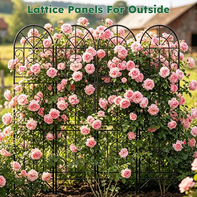 2 Pcs 60" H X 11.8" W Trellis for Climbing Plants Outdoor, Small Metal Garden Trellis for Outside, Sturdy Support Garden Plant Trellis Arch for Rose Cucumber Flower Vine Decor