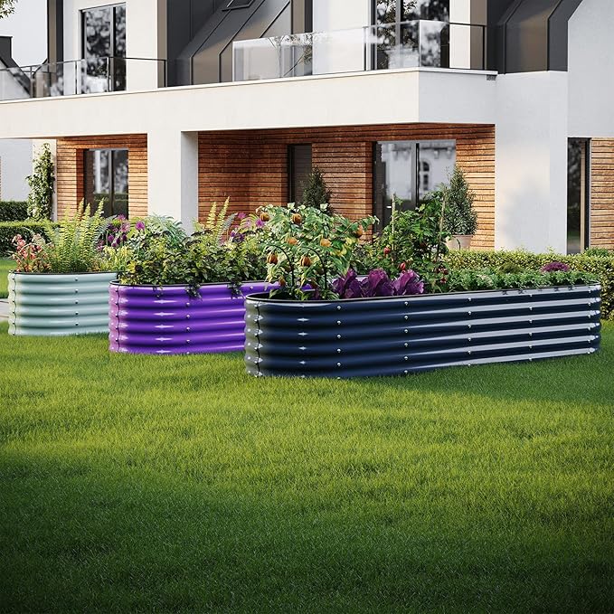 ZFHgarden Galvanized Metal Planter Raised Garden Bed Kit for Gardening Outdoor,8x2x1ft Planter Grow Garden Box Raised Flower Bed,Long Vegetable Clearance Herb Raised Garden Beds for Gardening