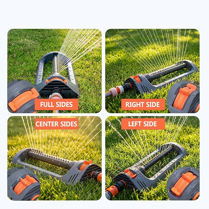 BIGWAVE Turbo Oscillating Water Sprinkler for Yard Covers up to 3,600 sq.ft,19 Nozzles Adjustable Range for Lawn, Garden, Quick Connect Bundle Included, Built-in Spray Jet Cleaning Needle
