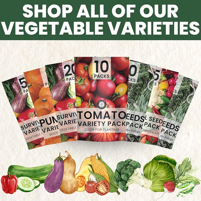 55 Vegetable Seed Packets | Survival Variety Pack | 2026 Season | Individually Packed Vegetables, Herbs and Fruits | Emergency Seed Vault for Doomsday Prepping | by Family Sown