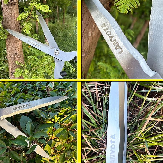 Telescopic Hedge Shear, 25 to 33Inch Garden Shears,Carbon Steel Wavy Sharp Blades,Extendable Garden Hedge Clippers Scissors,Long Handle,Ideal for Gardening Grass Lawn Pruning Hedges Shrubs Trimming