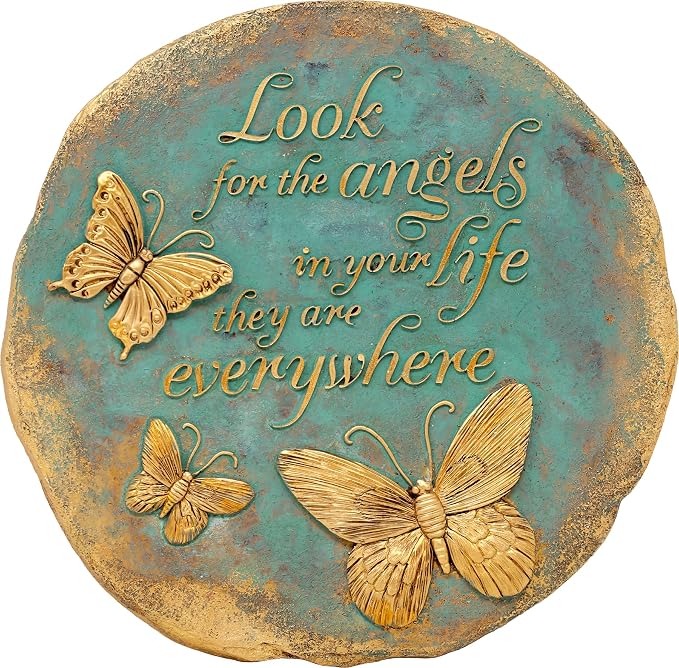 Spoontiques Look for the Angels Stepping Stone - Decorative Garden Stone for Yard, Patio, Garden or Walkway - Outdoor or Indoor Home Decor