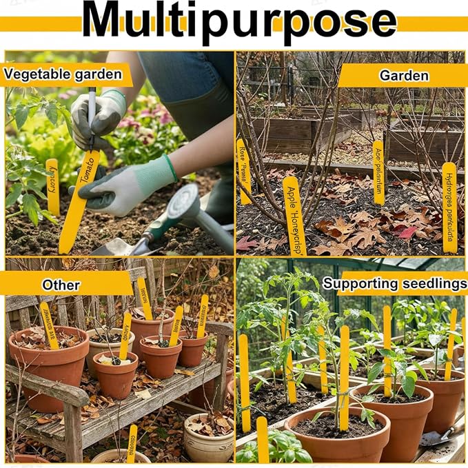 Weysat 200 Pcs 12" Wood Plant Labels for Field or Containers Plant Tags Wood Garden Labels for Seedling Stakes Markers Nursery Seed Tags with Smooth Surface for Pot Herbs Flowers Vegetables (Yellow)