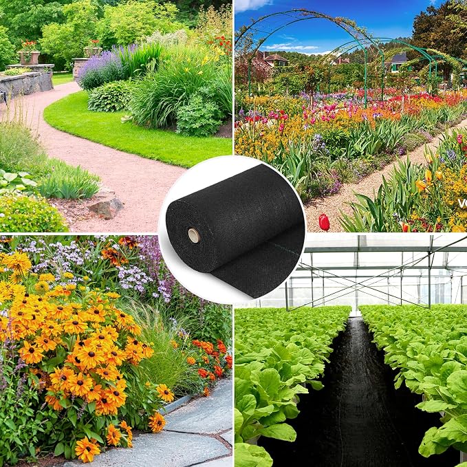Jevrench 5oz Weed Barrier Landscape Fabric Heavy Duty, 3ft x 50ft Dual-Layer Premium Garden Landscaping Fabric, Ground Cover Weed Control Fabric Outdoor Weed Mat Garden Lawn Fabric