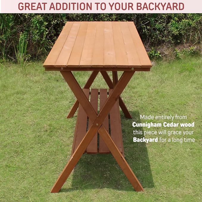 Northbeam Outdoor Potting Bench for Gardening – Cunningham Cedar Outdoor Potting Bench with Storage Shelf – Durable Garden Table for Outdoor Plants – All Weatherproof Potting Table, Easy Assembly