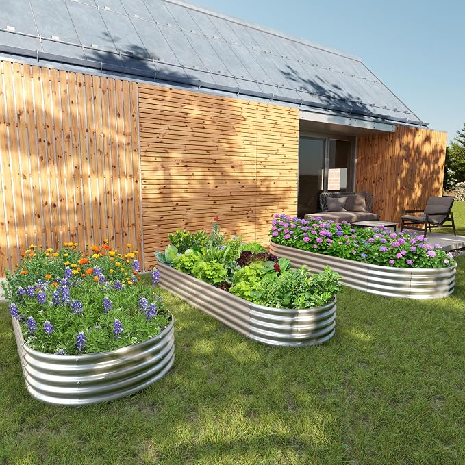 2PCS 6x3x1ft Galvanized Metal Raised Garden Bed Kit,Outdoor Planter Box Vegetables,Flowers,Herbs Durable Rust-Resistant Patio Gardening Beds