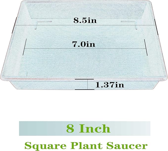 NIMYAU Square Plant Saucer 8 Inch 5 Pack, Plant Stand Plant Trays for Pots Heavy Duty Plastic Plant Saucers for Indoors Outdoors, Flower Pot No Holes Plant Lover Gardening Gifts