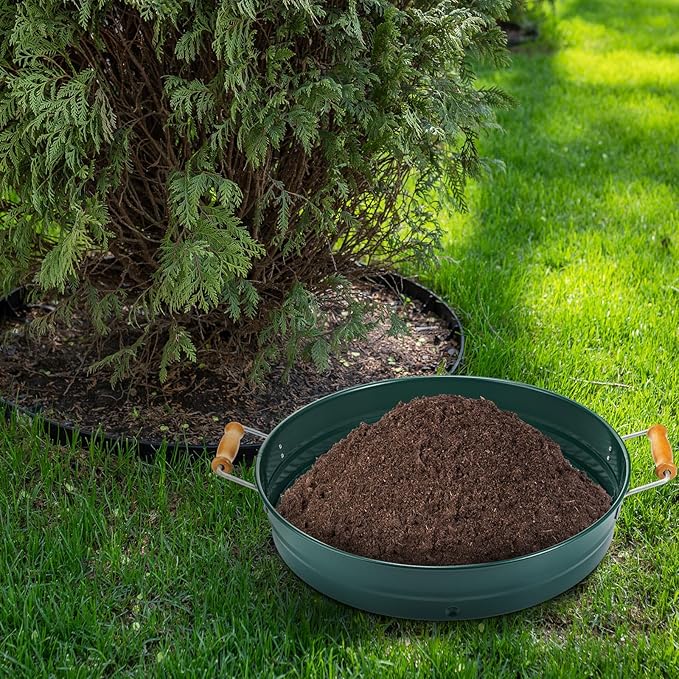 Funnymoom Soil Sifter for Gardening with 1, 3, 6, 9, 12 mm Sieve Mesh Compost Dirt Sifter with Handle Large Garden Sand Soil Rock Sieve 17.7" l x 13.8" W for Sand Rocks Pellet Gravel (Green)