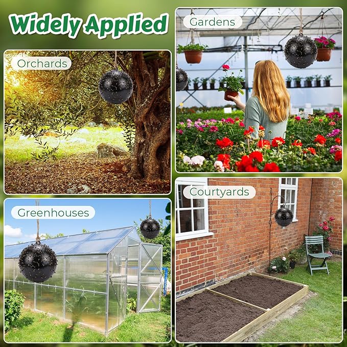 2 Pcs Large Fly Trap Balls Hanging Fruit Fly Traps Outdoor Adhesive Insect Balls with a Sticky Coating Glue Air Pump Insect Catch Sticky Bug for Farm Orchard Deerflies Mosquito (Black)