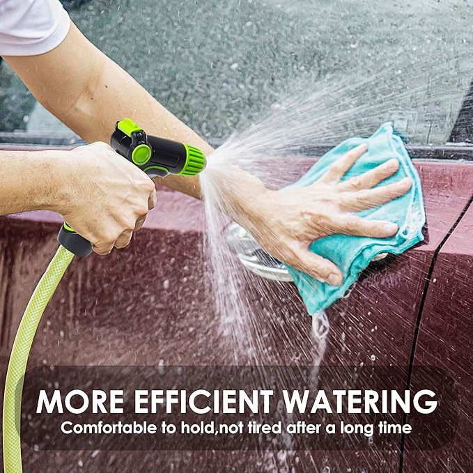 Garden Hose Nozzle with High Pressure, 100% Heavy Duty Metal High Pressure Hose Nozzle with 4 Spray Patterns, Thumb Control On Off Valve for Lawn, Plant Watering, Washing Car,Washing Pet and Home Use