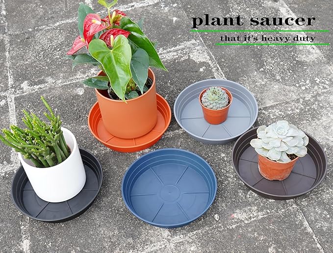 LWALRS Plant Saucer 14 Inch 4 Pack 6 8 10 12 14 16 18 20 25, Plastic Plant Trays for Pots,Extra-Deep Plant Water Dray Tray, Bird Bath Bowl, Heavy Flower Plant Saucers Indoors and Outdoor No Holes