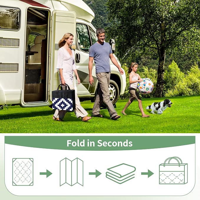 GENIMO Outdoor Rug 4'x6' Waterproof, Reversible Mats, Outdoor Area Rug, Plastic Outside Carpet, Geometric Rv Mat for Patio Camping Picnic Backyard Deck Balcony Porch Beach Trailer