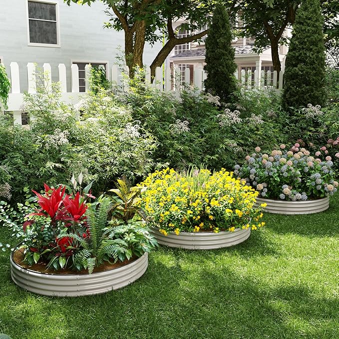ZFHgarden Galvanized Metal Planter Raised Garden Bed Kit for Gardening Outdoor Garden Box Raised Flower Bed 2PC Gray 3X3X1FT