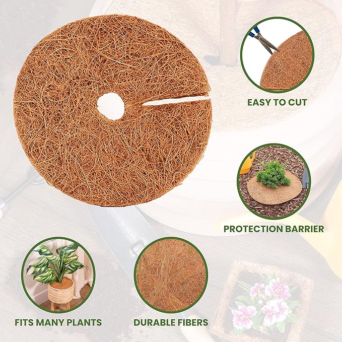 Envelor 20 pcs Coconut Fibers Mulch Ring 24 Inches Tree Protector Mat Coconut Mulch Cover Natural Coconut Fiber Weed Control Rings, Tree Ring Plant Cover for Indoor Outdoor Plants, Pot, Landscaping