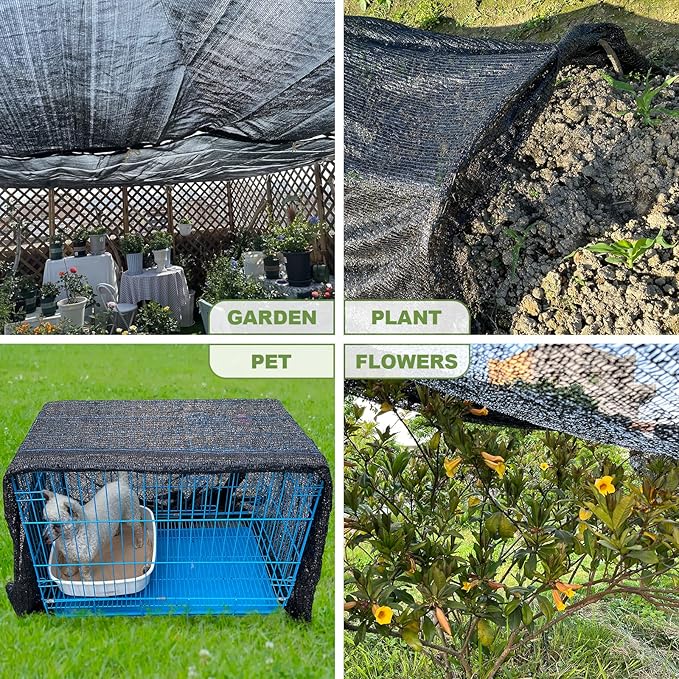 50% Shade Cloth, 8x20FT Black Sun Shade Cover for Plants, Garden, Greenhouse, Patio, Chicken Coop