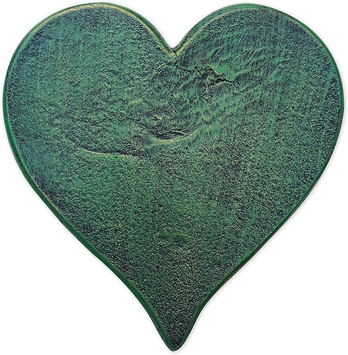 Sunset Vista Designs Garden Path Cast Iron Stepping Stone, 12' x 12", Heart - Verdigris