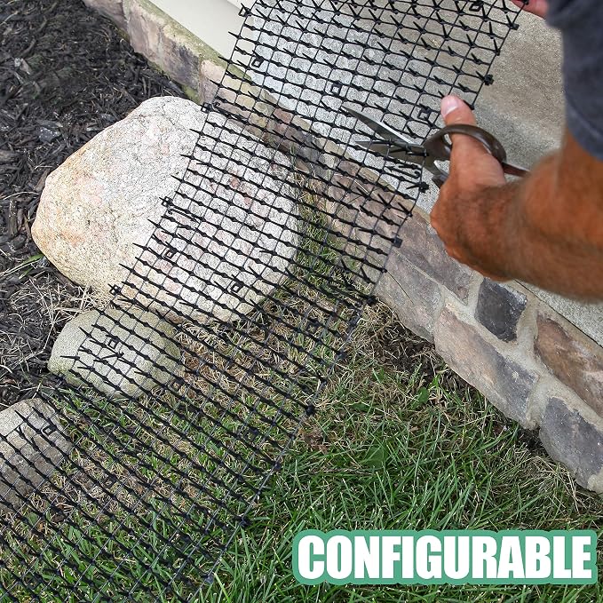 Tapix Cat Scat Mat with Spikes (8 ft.) โ Cat Deterrent Strips for Garden, Yard & Furniture, Indoor & Outdoor, 6 Staples Included