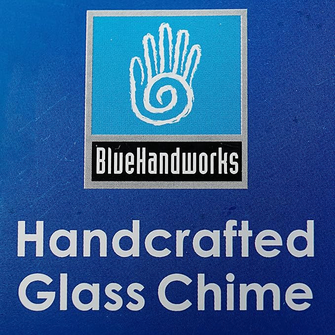 Blue Handworks Coral and Teal Glass & Driftwood Chime, Sandblasted Glass and Found Wood Handcrafted Wind Chime