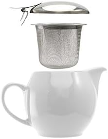 Zero Japan Bee House Round Teapot For One, 15 Oz - Ceramic Tea Pot with Stainless Steel Lid and Infuser, Dishwasher and Microwave Safe Tea Pots (Natural White)