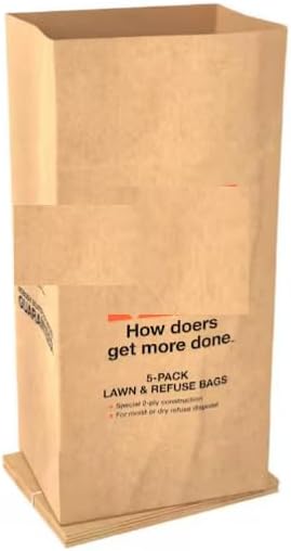 30 Gallon Heavy Duty Paper Refuse Bags – Brown Lawn and Garden Waste Bags, 25 Pack