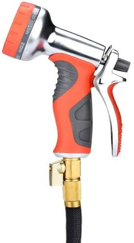 HmiL-U Garden Hose Nozzle Sprayer, Heavy Duty Metal High Pressure Water Gun, 9 Adjustable Watering Patterns Suitable for Watering Plants Washing Cars and Showering Pets