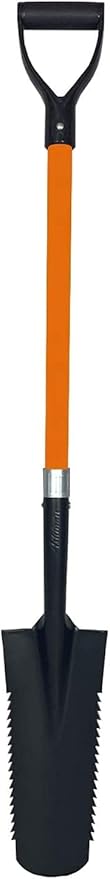 Ashman Drain Spade Teeth Shovel (6 Pack) - 48 Inches Long Handle Spade with D Handle Grip - Durable Handle with a Thick Metal Blade - Multipurpose Premium Quality Orange Shovel.