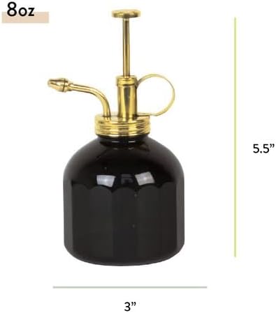 Modern Sprout Plant Mister, 8 oz Indoor Watering Can, Aesthetic Plant Sprayer & Water Mister Spray Bottle, Garden Watering Can for Seed Starting, Vintage-Inspired Gift for Father's Day - Black