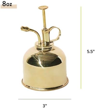 Modern Sprout Plant Mister, 8 oz Indoor Watering Can, Aesthetic Plant Sprayer & Water Mister Spray Bottle, Garden Watering Can for Seed Starting, Vintage-Inspired Gift for Father's Day - Brass