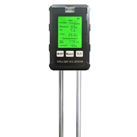 GROW24 Digital Soil Tester, 6-in-1 Moisture Meter with pH, Temperature, Sunlight Intensity for Garden Plants