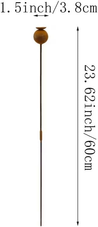 Rustic Metal Coneflower Garden Stakes, Set of 3, Rusted Iron Daisy Yard Art, 24x1.5 Inch, Weather-Resistant Lawn Pathway, Patio Decor (Coffee)