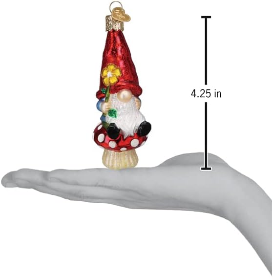 Old World Christmas Garden Gnome Glass Blown Ornament for Christmas Tree, Handcrafted Holiday Decoration, Gnome Collection