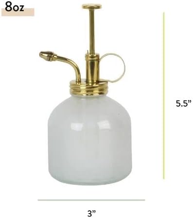 Modern Sprout Plant Mister, 8 oz Indoor Watering Can, Aesthetic Plant Sprayer & Water Mister Spray Bottle, Garden Watering Can for Seed Starting, Vintage-Inspired Gift for Father's Day - White