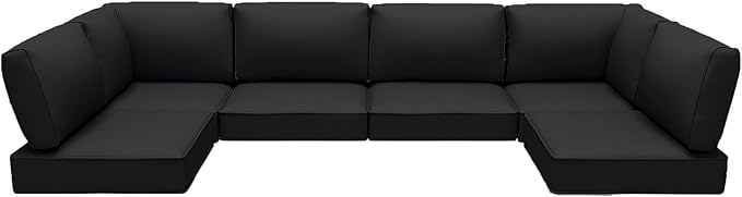 Outdoor Replacement Cushions for Patio Furniture,Water-Resistant Sofa Cushion for Rattan Wicker Sectional Patio Conversation Sets,14-Piece Outdoor Couch Cushion, Black
