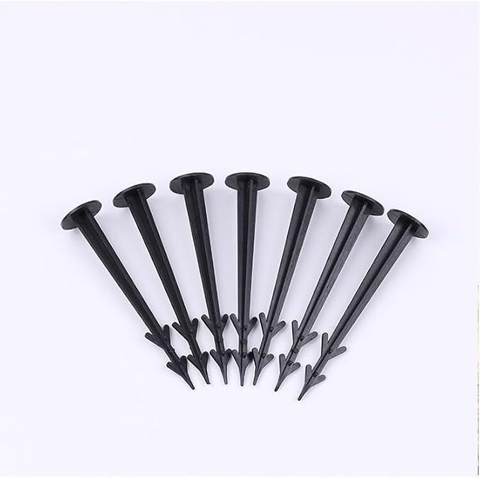 50 Pack 4.5 Inch Plastic Garden Stakes, Heavy Duty Landscape Anchoring Spikes for Weed Fabric, Tarp, Tent, Edging & Ground Fixing, Black