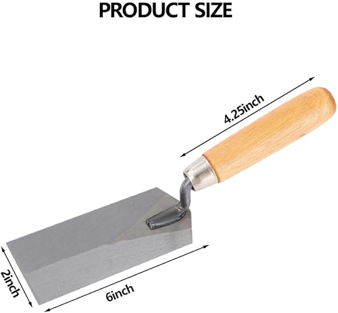 Masonry steel Margin Trowel, 6 x 2 Inches, High-Hardness Steel Blade, Ergonomic wood Handle