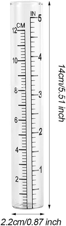 GSHLLO 2 Pcs 5 Inch Glass Rain Gauge Replacement Tube Rain Water Measure Gauge Outdoor Garden Rain Gauges Clear Tube Rain Gauge Rainfall Measurement Tube with Scale for Yard Home