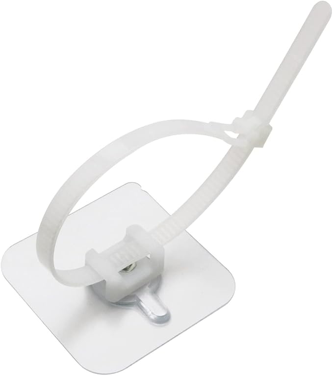 Universal U-Shape Wash. Mach. Drain Hose Guide Assembly - 1x Grey U-Shape + 2x Cable Tie Adhesive Sticker