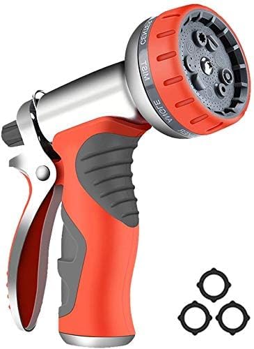 HmiL-U Garden Hose Nozzle Sprayer, Heavy Duty Metal High Pressure Water Gun, 9 Adjustable Watering Patterns Suitable for Watering Plants Washing Cars and Showering Pets