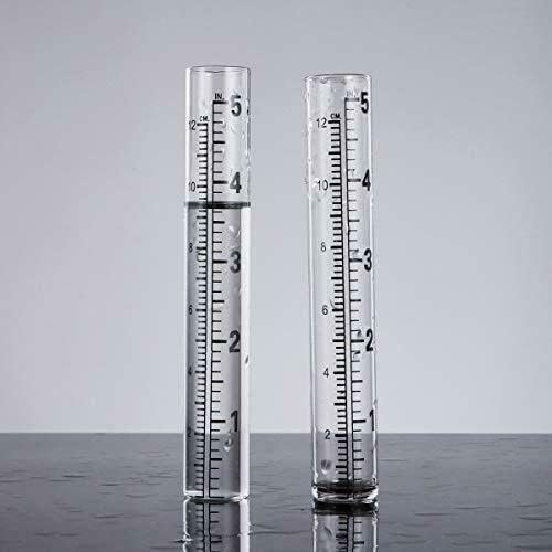 BRAVECOW 2pcs 5" Capacity Rain Gauge Glass Replacement Tube for Yard Garden Outdoor Home Tube Flat Bottomed