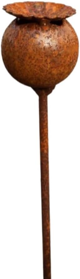 Rusty Outdoor Daisy Flower Metal Yard Stake,24x1.5 Inch Large Rusted Iron Art Flower Garden Decoration, Weather-Resistant Garden Ornament for Lawn, Pathway, Patio, or Planter (Brown)