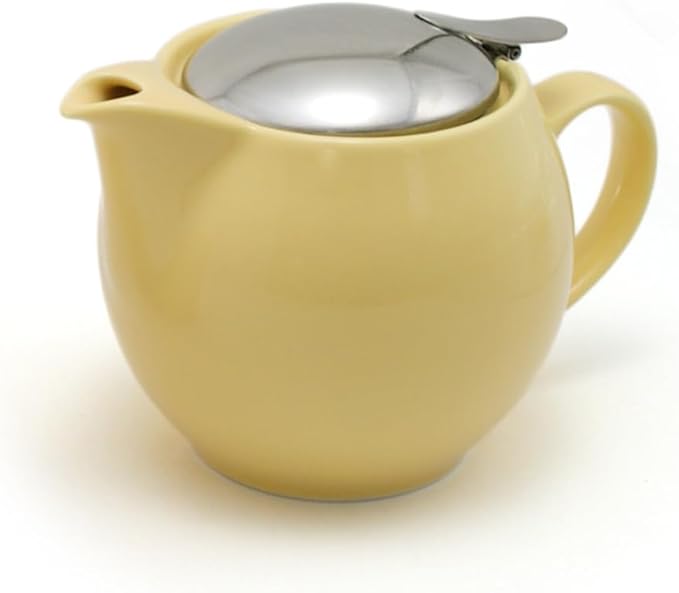 Zero Japan Bee House Round Teapot For One, 15 Oz - Ceramic Tea Pot with Stainless Steel Lid and Infuser, Smooth-Pour Spout, Diswasher and Microwave Safe Tea Pots (Banana)