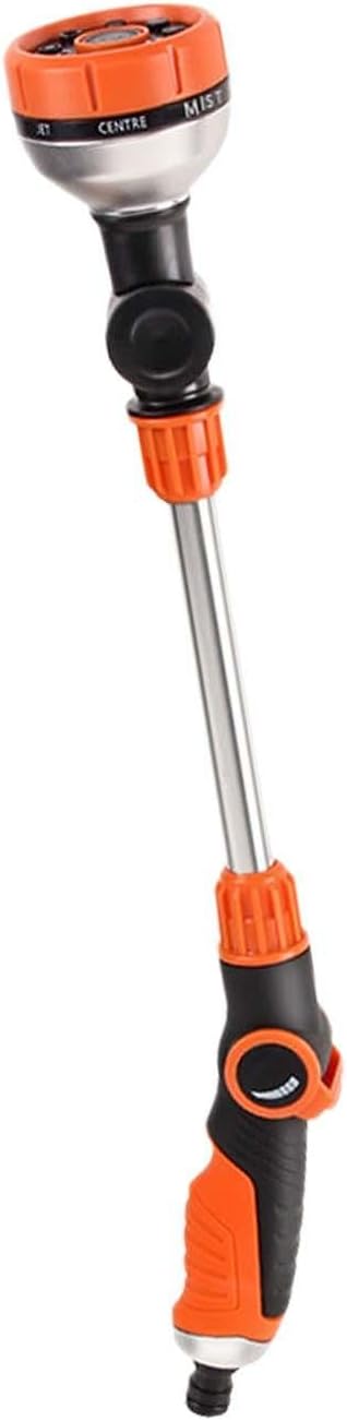 Watering Wand Plant Watering Wand Garden Hose Sprayer Wand Water Hose Long Hose Nozzle Sprayer Adjustable 8 Patterns Ergonomic Rubber Grip Suitable Fo, Orange