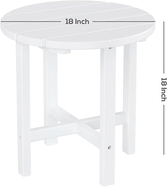 Costaelm Round Outdoor Side Tables, Adirondack Patio Tables for Outside, HDPE Patio End Table Weather Resistant, Balcony Table for Pool, Seaside, Backyard, Porch, Indoor Companion, Dark Green