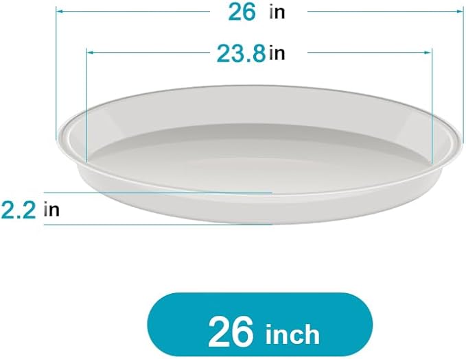 VUWEZ 6 Pack of 25 inch Plant Saucer, Plant Tray 25 Inch Round, Plant Saucers for Indoors, Plant Trays for Pots, Flower Pot Saucers, Pot Saucers for Planter 19-26" (25", White)
