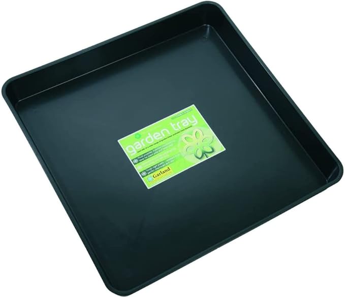 Tierra Garden Square Tray, Durable 1-Piece Drip and Potting Tray for Mixing, Growing and More, 23.5 x3”x23.5” (Black)