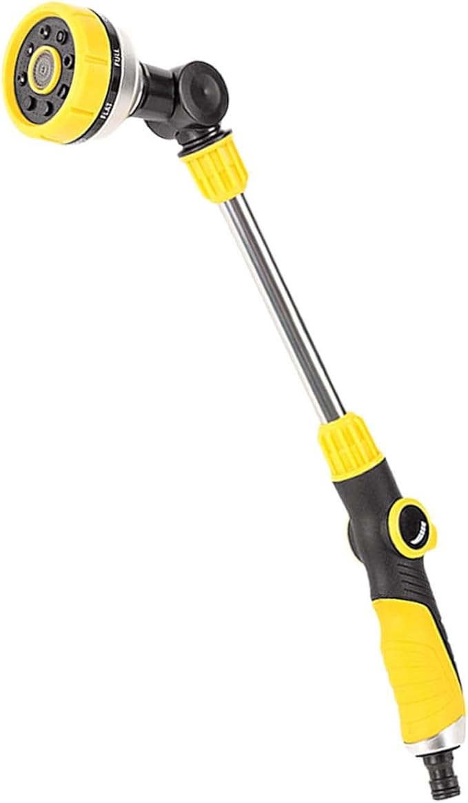 Watering Wand Plant Watering Wand Garden Hose Sprayer Wand Water Hose Long Hose Nozzle Sprayer Adjustable 8 Patterns Ergonomic Rubber Grip Suitable Fo, Yellow